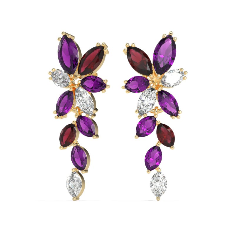 Marquise Floral Stud Earrings