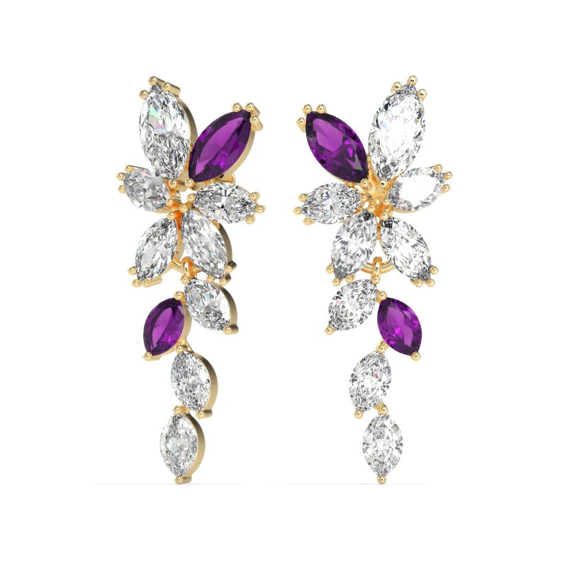 Marquise Floral Stud Earrings