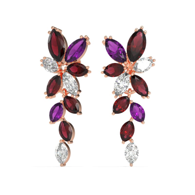 Marquise Floral Stud Earrings