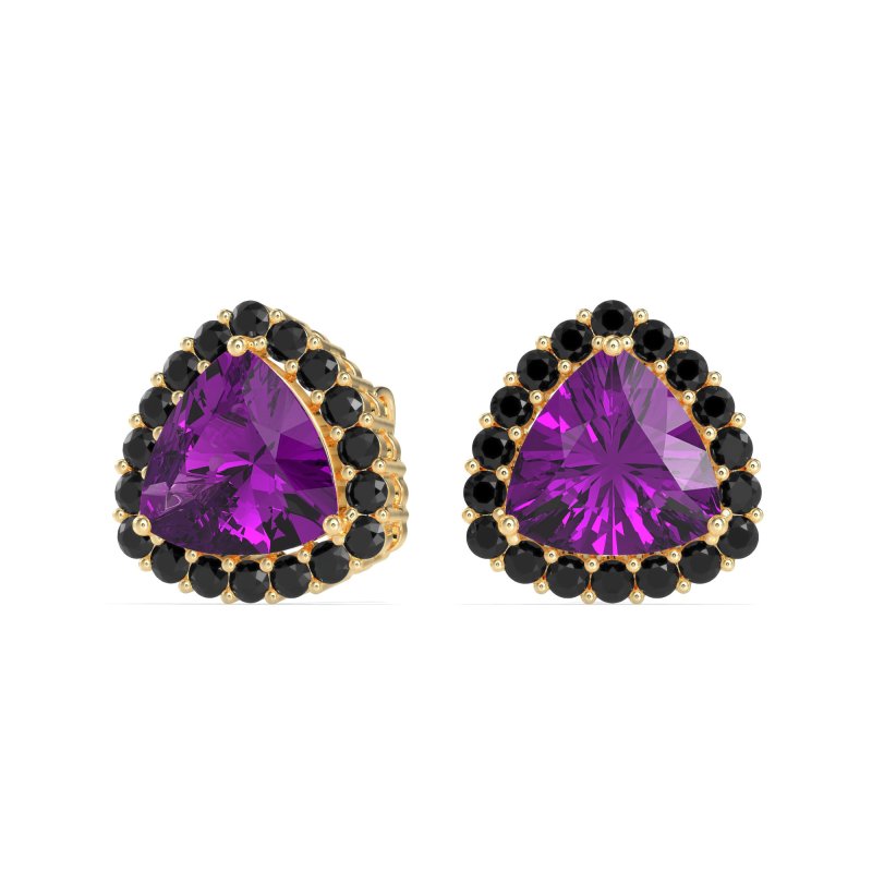 Trillion Halo Stud Earrings