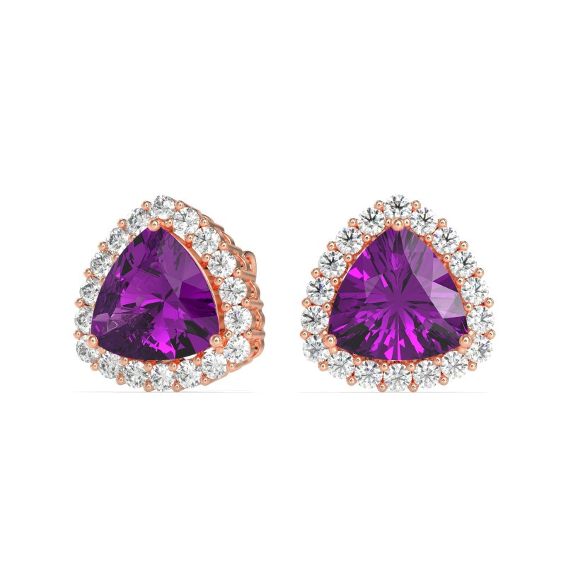 Trillion Halo Stud Earrings