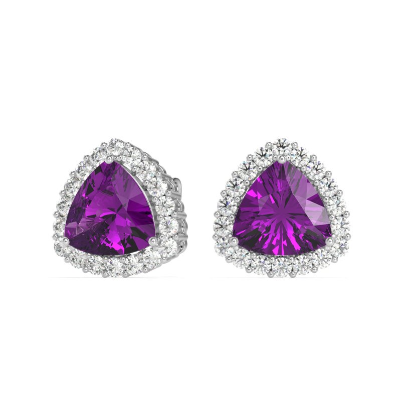 Trillion Halo Stud Earrings
