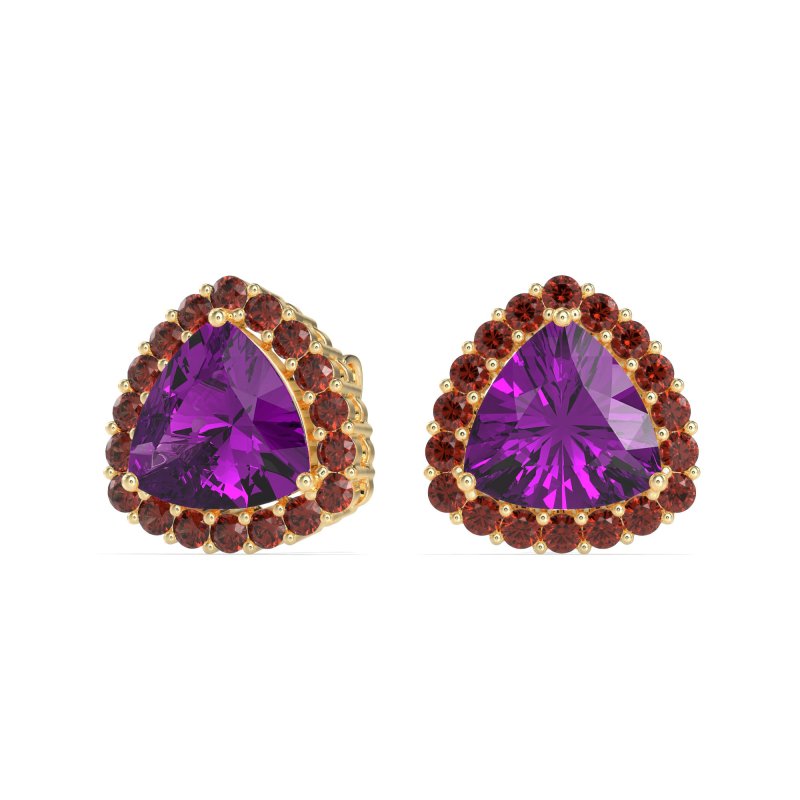 Trillion Halo Stud Earrings