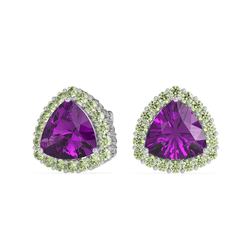 Trillion Halo Stud Earrings