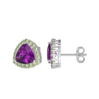 Trillion Halo Stud Earrings