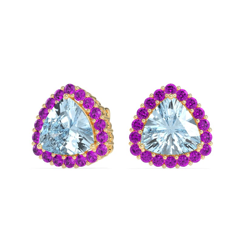 Trillion Halo Stud Earrings