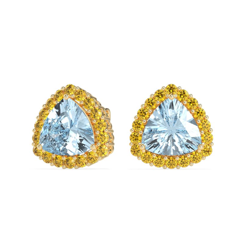 Trillion Halo Stud Earrings