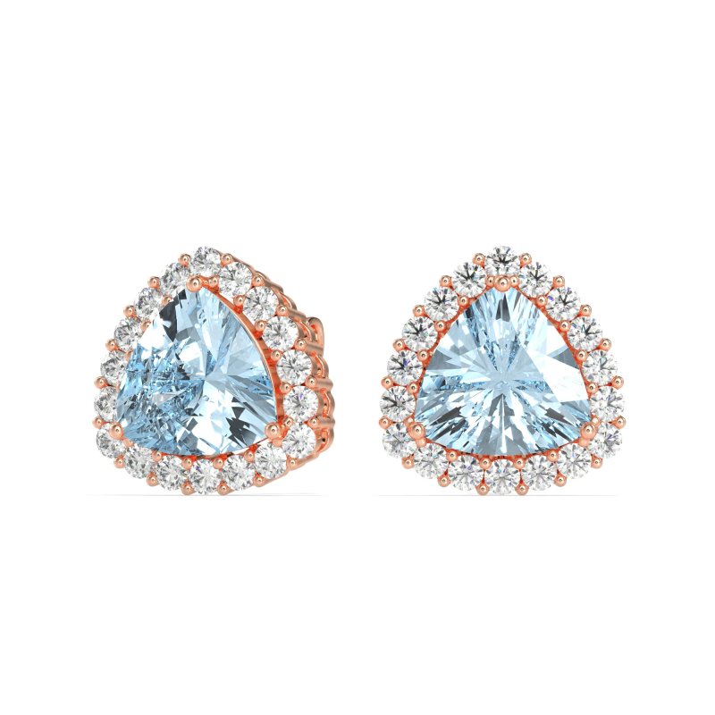 Trillion Halo Stud Earrings