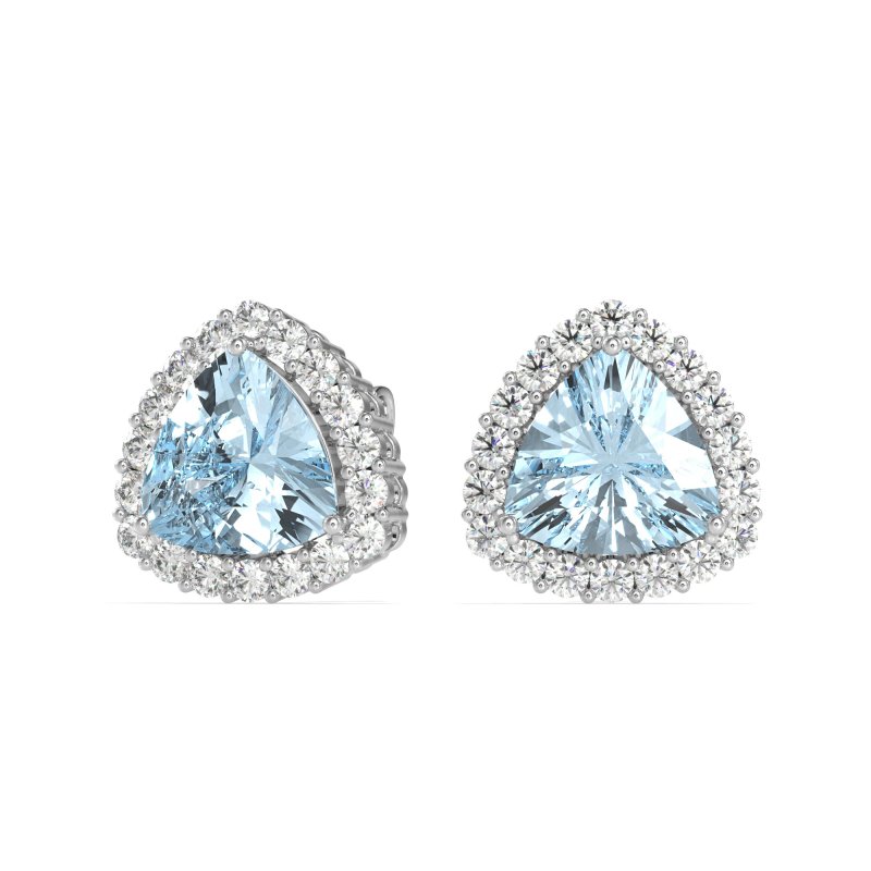 Trillion Halo Stud Earrings