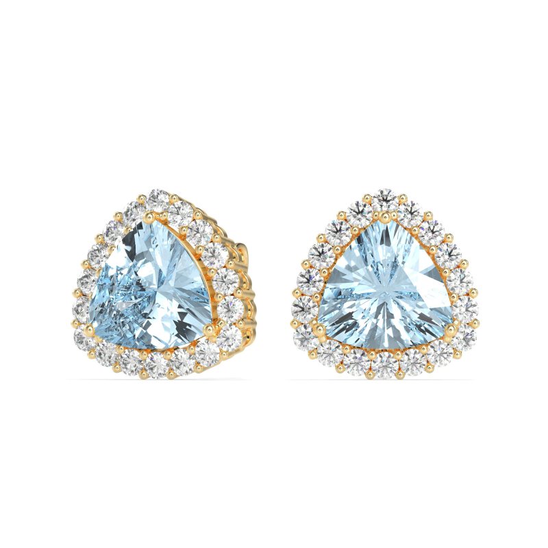 Trillion Halo Stud Earrings