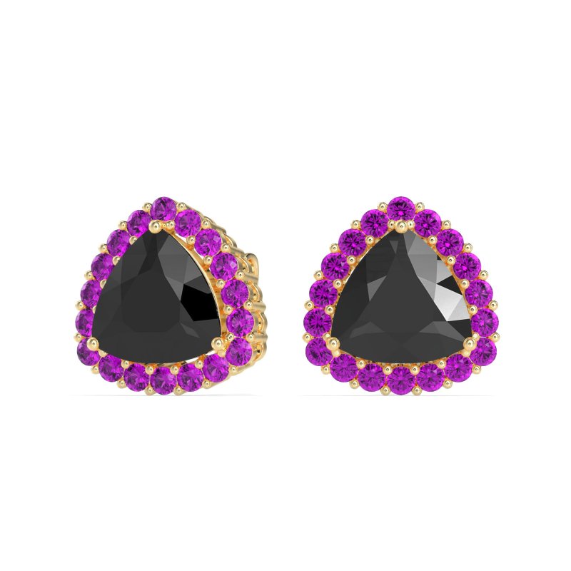 Trillion Halo Stud Earrings
