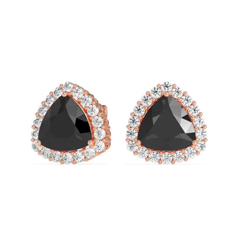 Trillion Halo Stud Earrings
