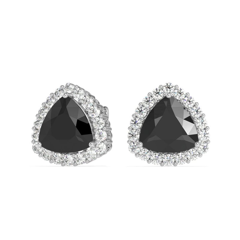 Trillion Halo Stud Earrings