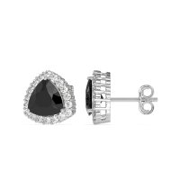 Trillion Halo Stud Earrings