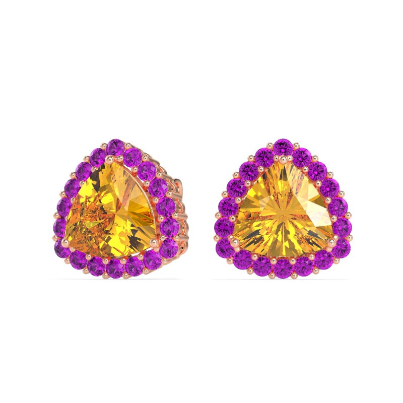 Trillion Halo Stud Earrings