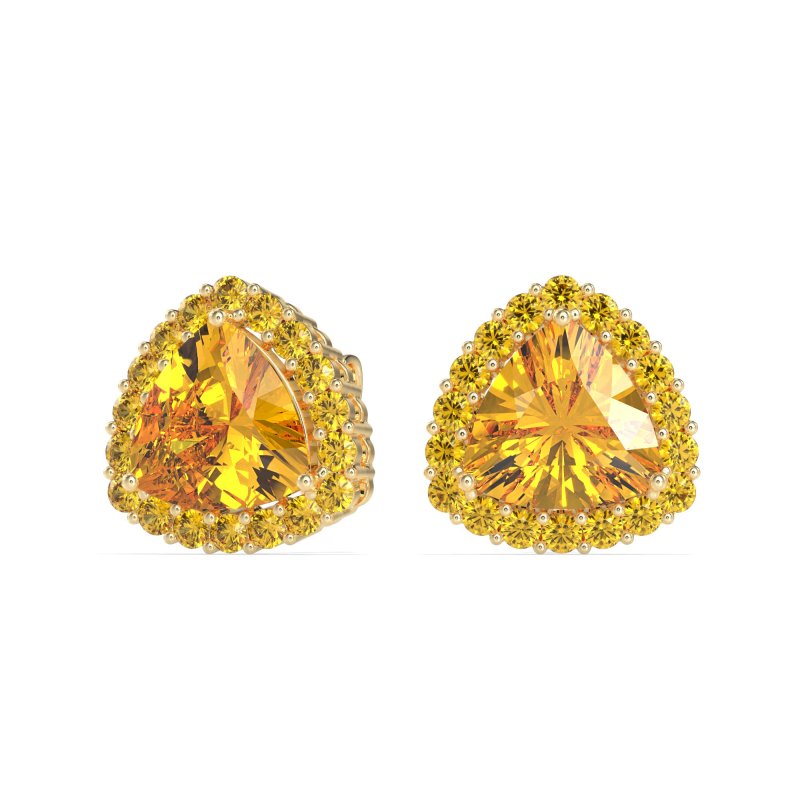 Trillion Halo Stud Earrings