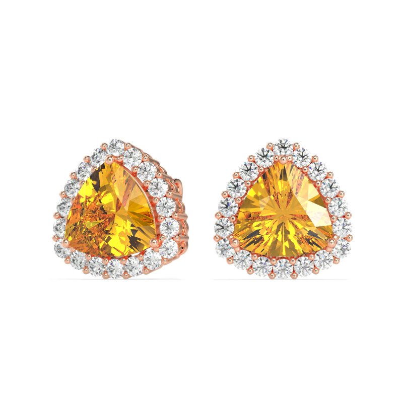 Trillion Halo Stud Earrings