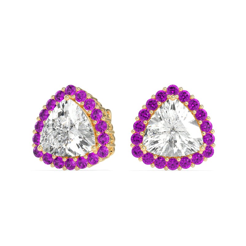 Trillion Halo Stud Earrings