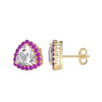 Trillion Halo Stud Earrings