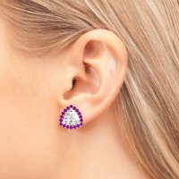 Trillion Halo Stud Earrings