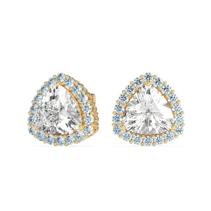 Trillion Halo Stud Earrings