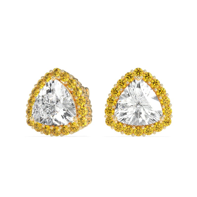 Trillion Halo Stud Earrings