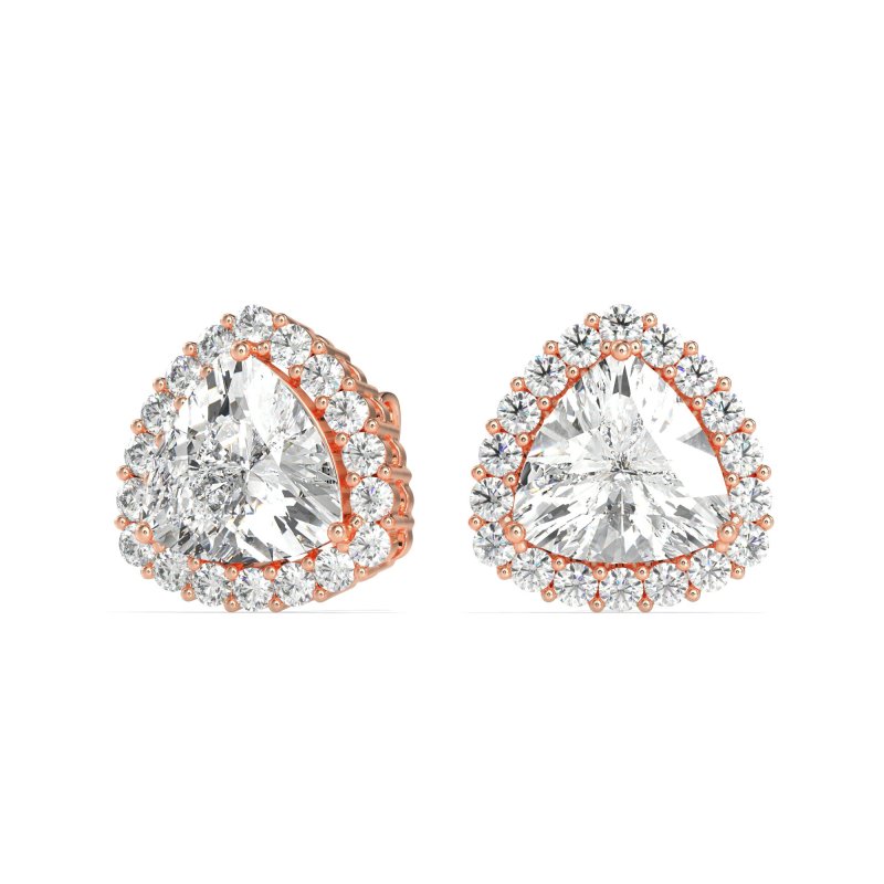 Trillion Halo Stud Earrings