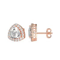 Trillion Halo Stud Earrings