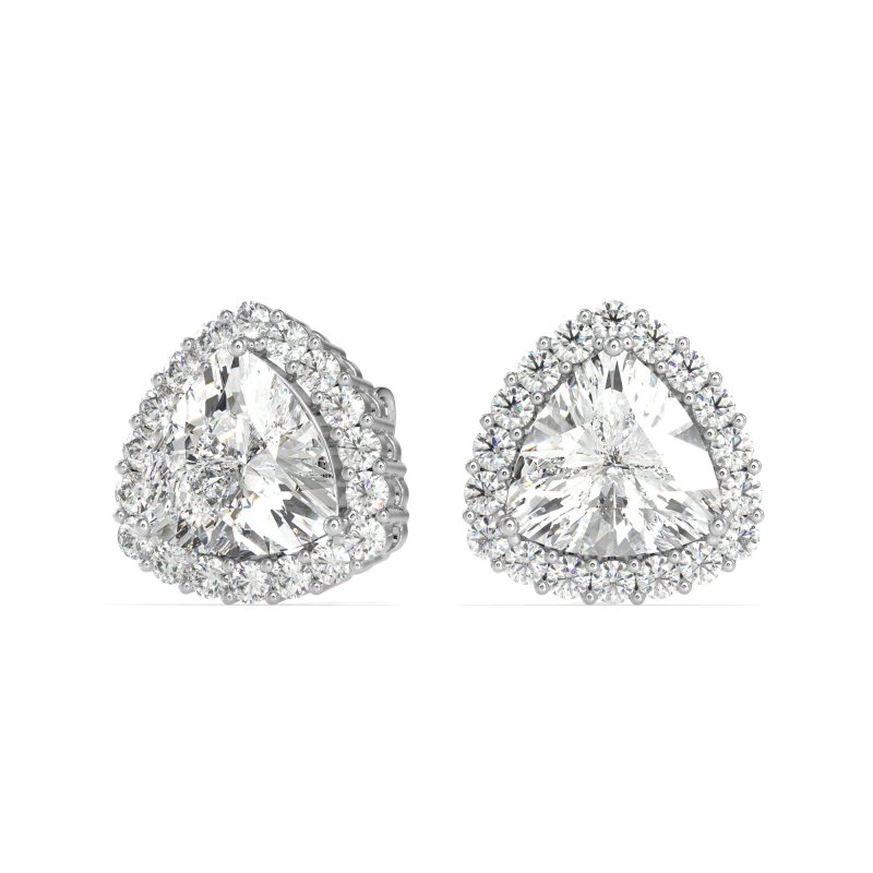 Trillion Halo Stud Earrings