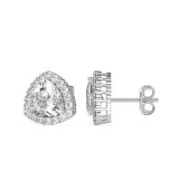 Trillion Halo Stud Earrings