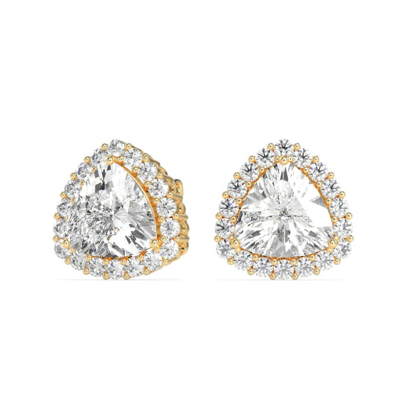 Trillion Halo Stud Earrings