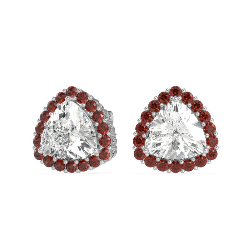 Trillion Halo Stud Earrings