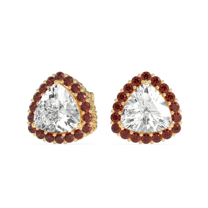 Trillion Halo Stud Earrings