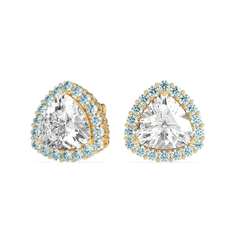 Trillion Halo Stud Earrings