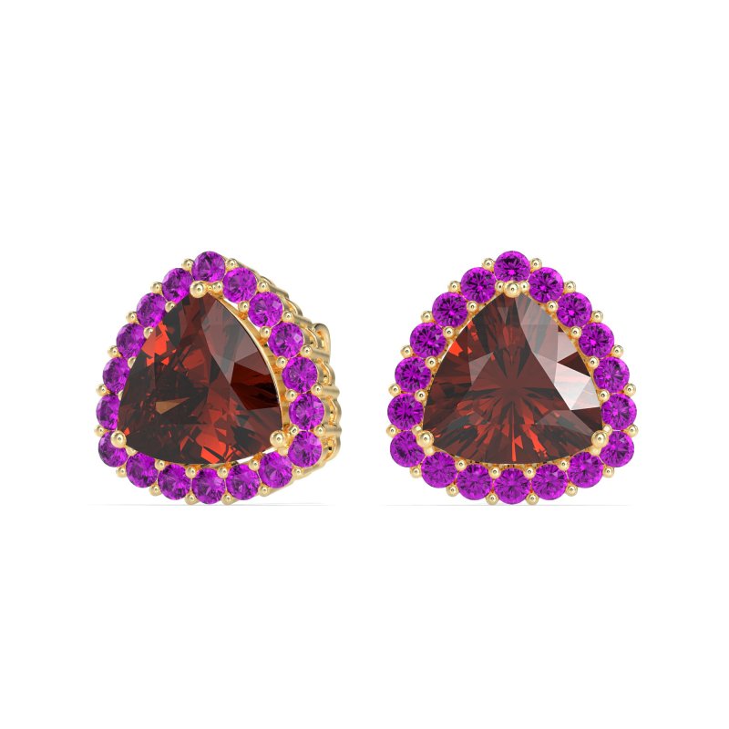 Trillion Halo Stud Earrings