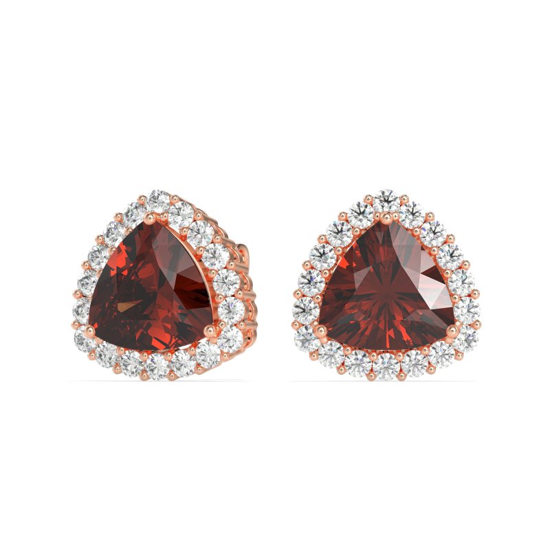 Trillion Halo Stud Earrings
