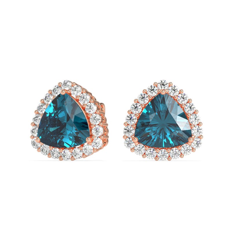 Trillion Halo Stud Earrings