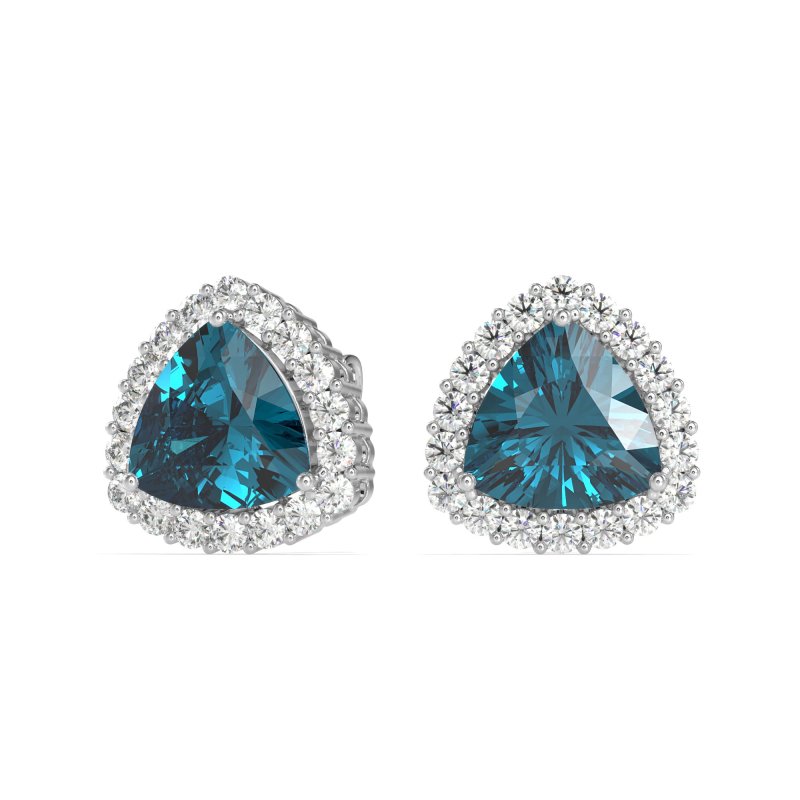 Trillion Halo Stud Earrings