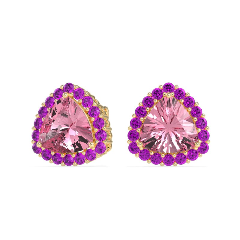 Trillion Halo Stud Earrings