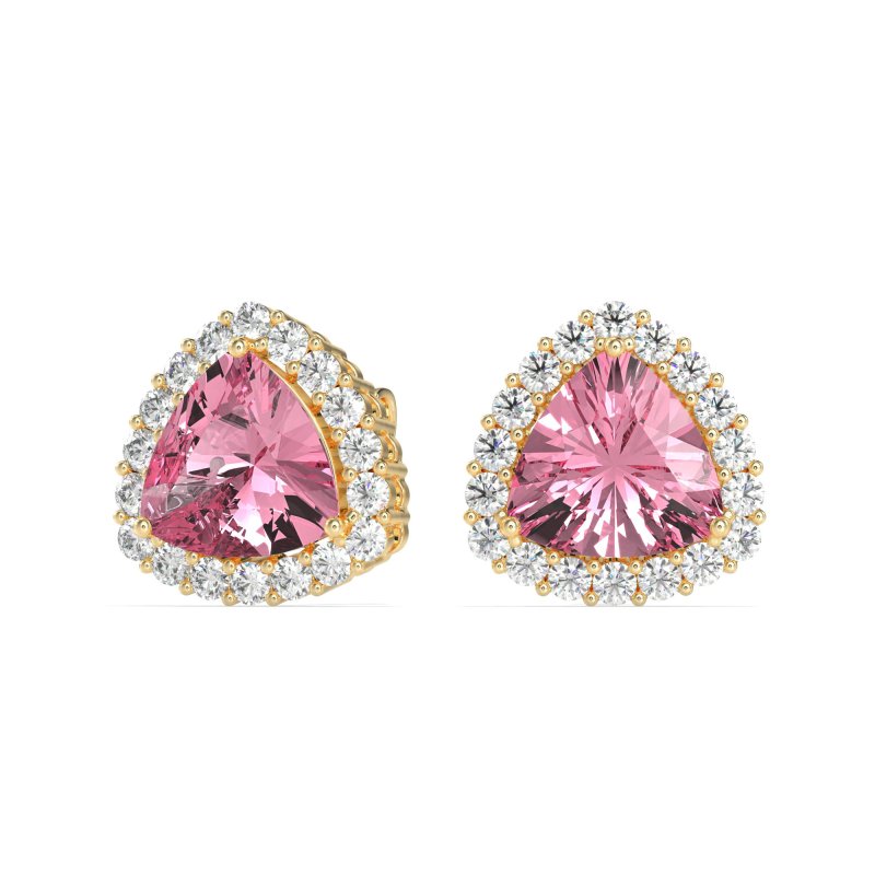 Trillion Halo Stud Earrings