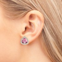Trillion Halo Stud Earrings