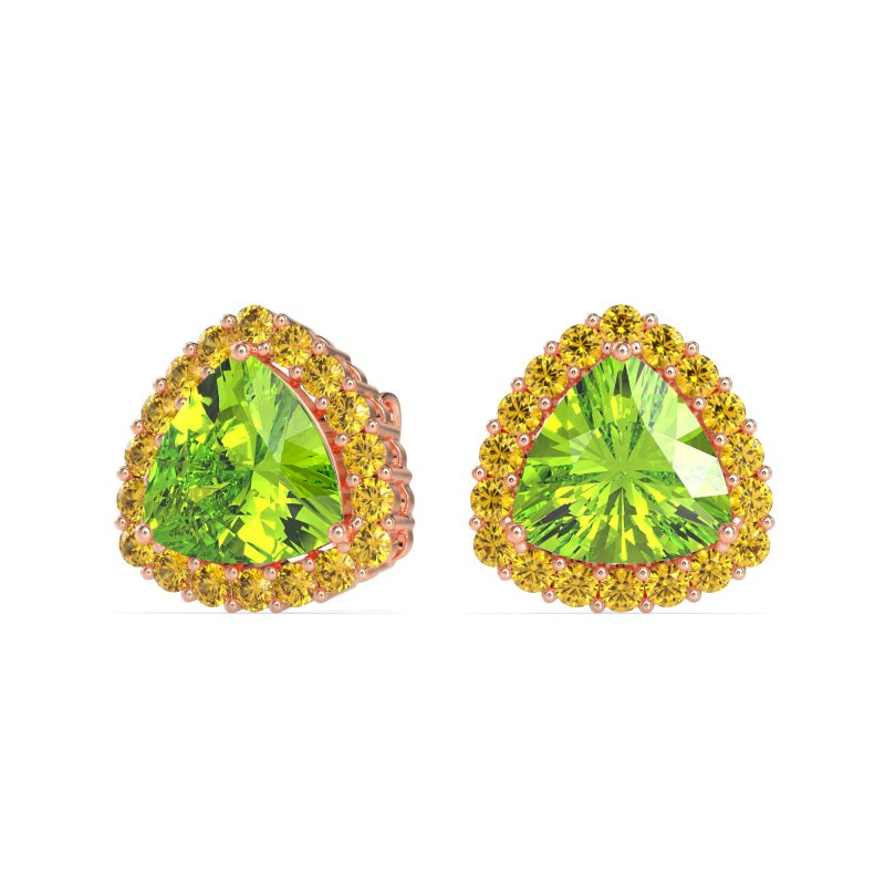 Trillion Halo Stud Earrings