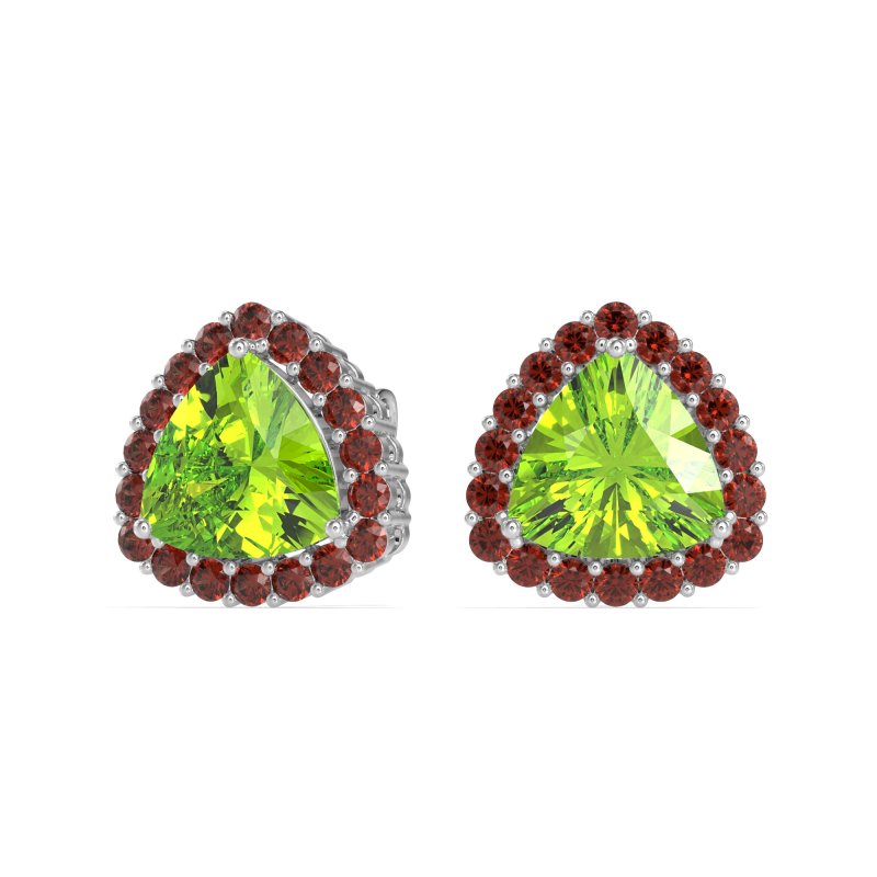 Trillion Halo Stud Earrings