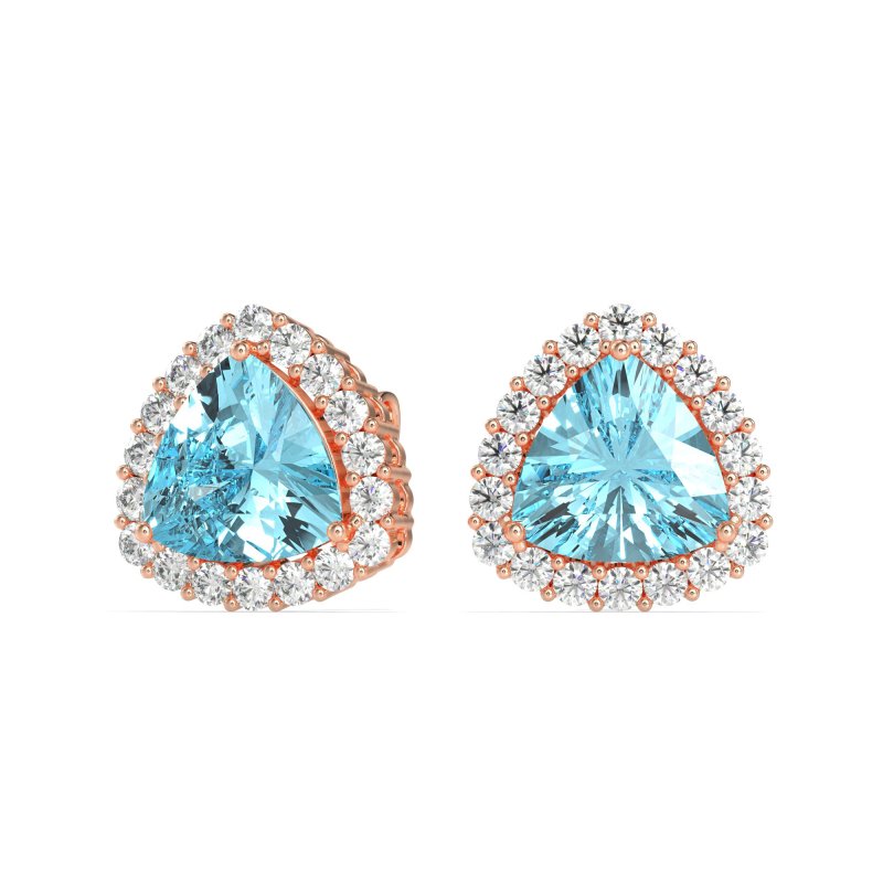 Trillion Halo Stud Earrings