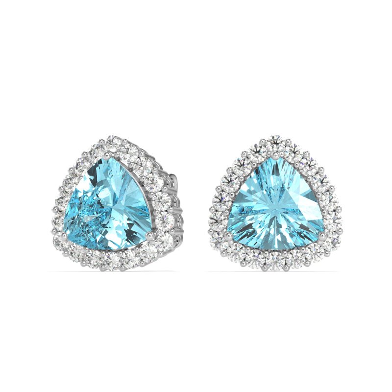 Trillion Halo Stud Earrings