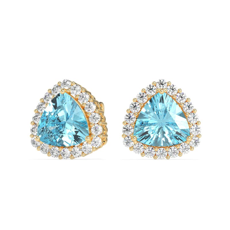 Trillion Halo Stud Earrings