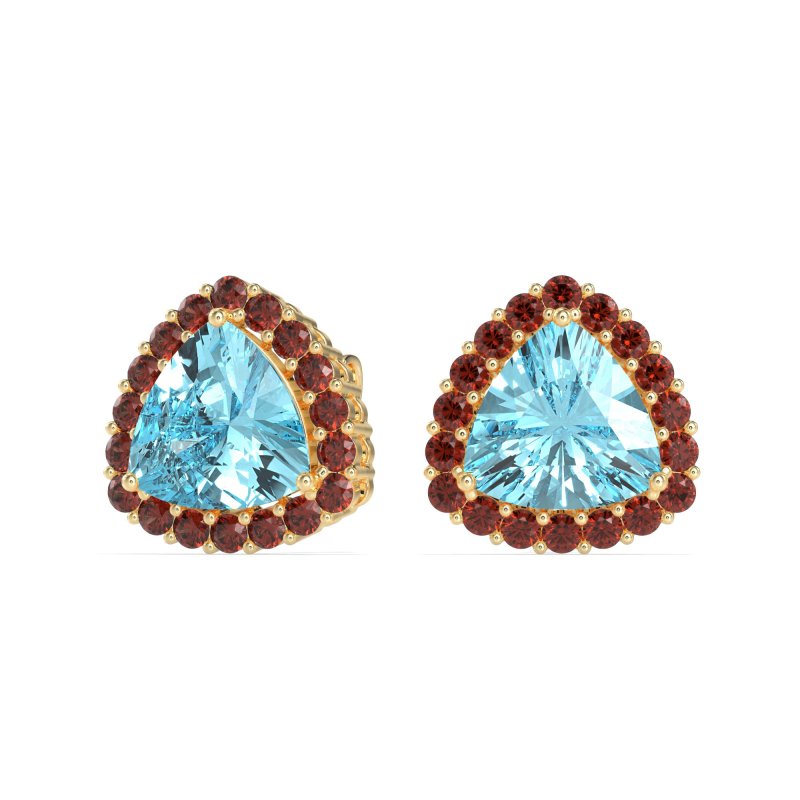 Trillion Halo Stud Earrings