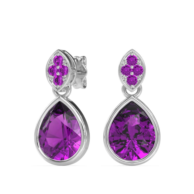 Bezel Pear Drop Earrings