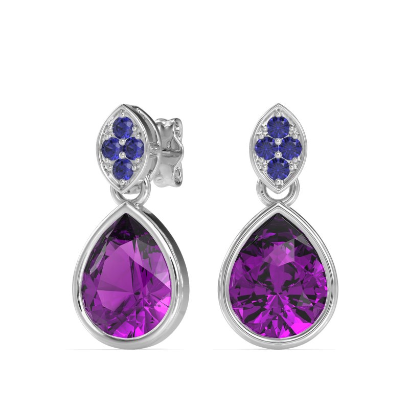 Bezel Pear Drop Earrings