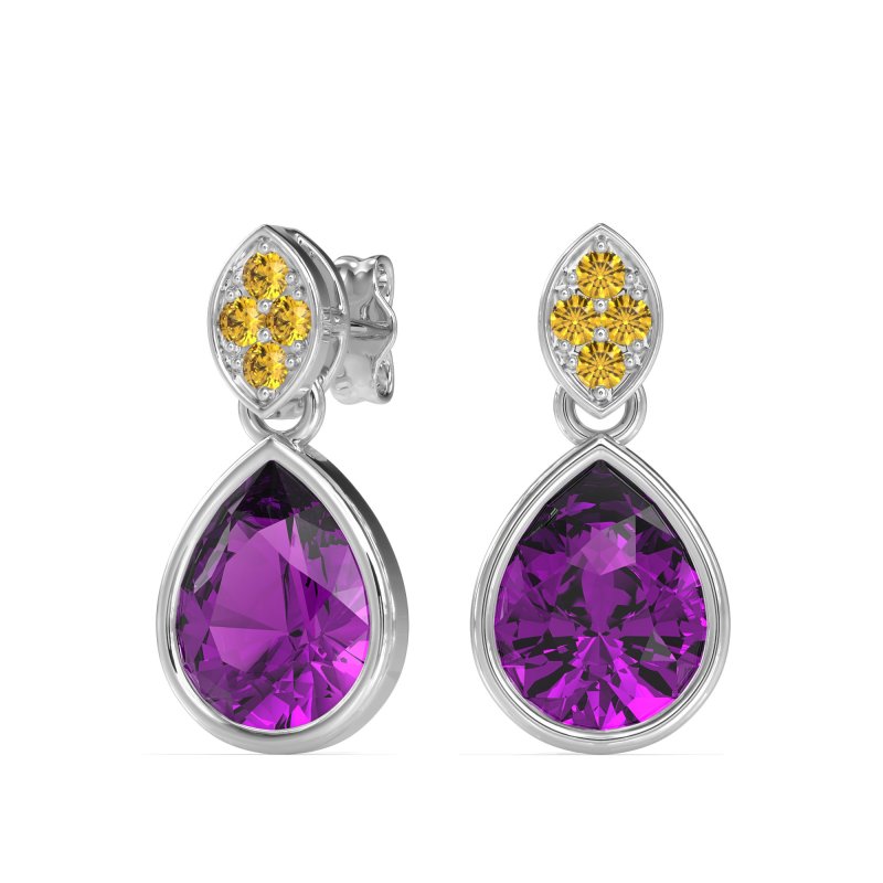 Bezel Pear Drop Earrings